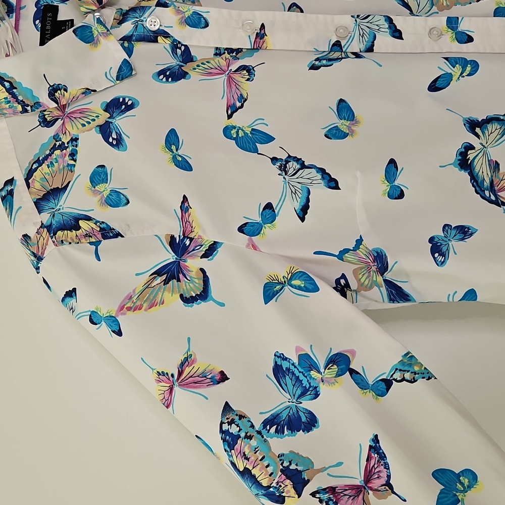 Talbots Cotton Butterfly Button-up Shirt Fairy Whimsical Size Small - Picture 6 of 14
